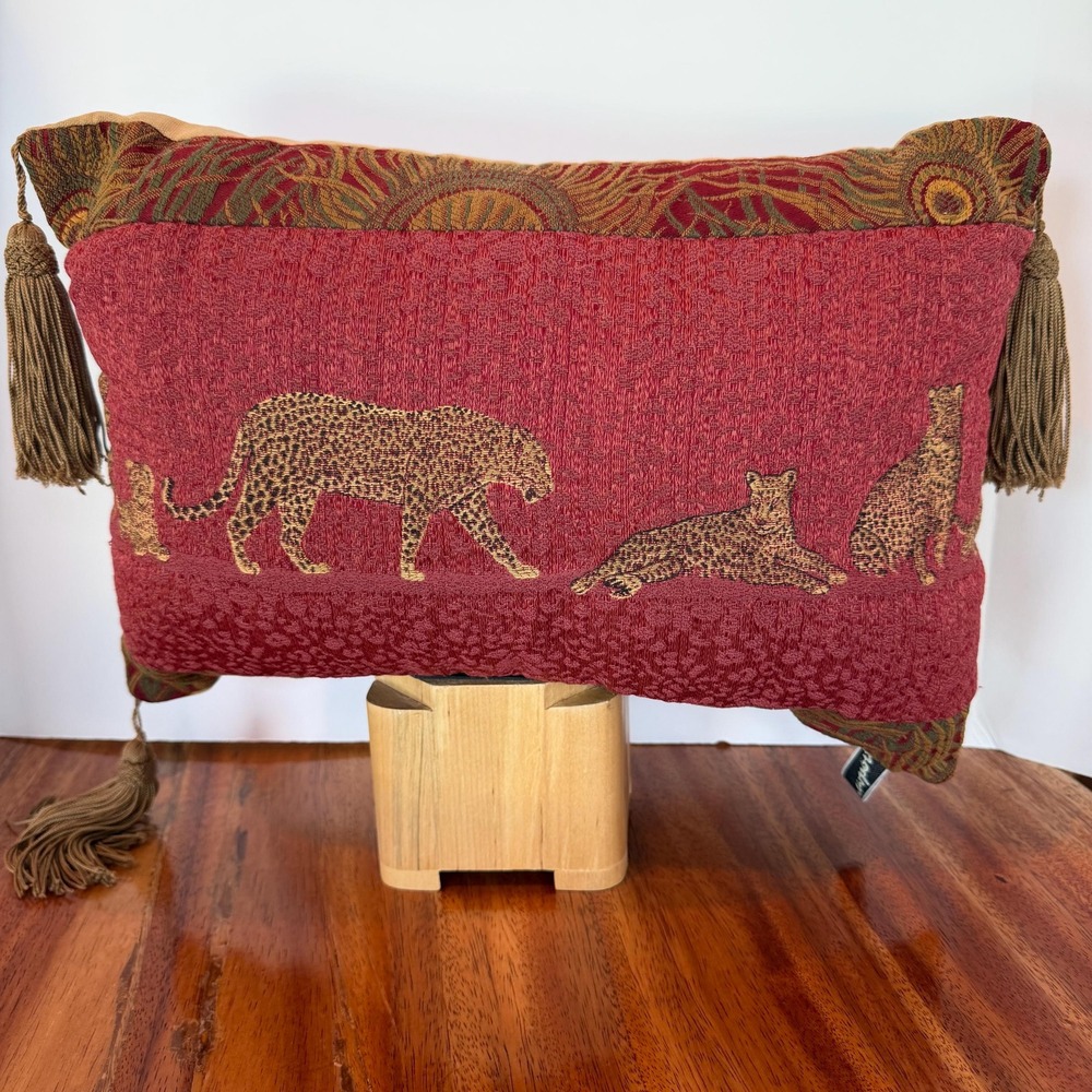 Vintage Newport Collection Safari Leopard Cheetah Tapestry Y2K Pillow